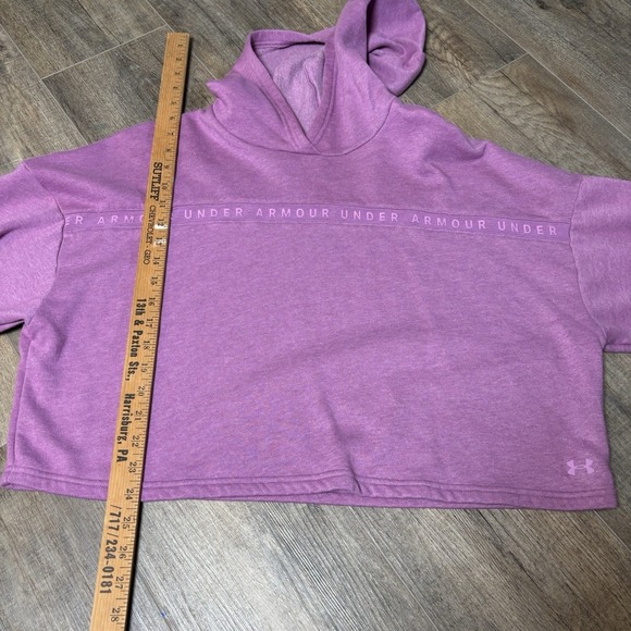 Under Armour Women's UA Taped Fleece Hoodie Size SMALL Polar Purple - Picture 10 of 13